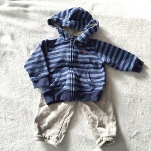 Polo by Ralph Lauren Hooded Full Zip & Sweatpants Outfit Size 9 Months